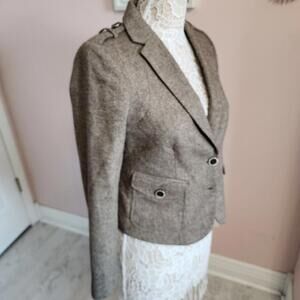 LKNW Banana Republic Heritage brown tan tweed metallic 4 jacket blazer TT10